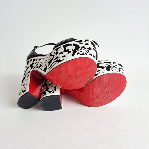 Christian Louboutin Houghton May Black and White Platform Sandals Shoes Size 37 - Picture 15 of 16